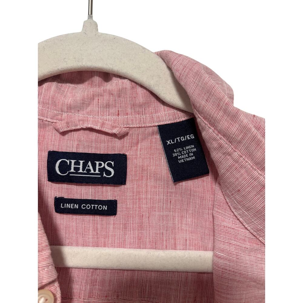 Chaps XL Pink Linen Cotton Button Down Shirt - Picture 3 of 7